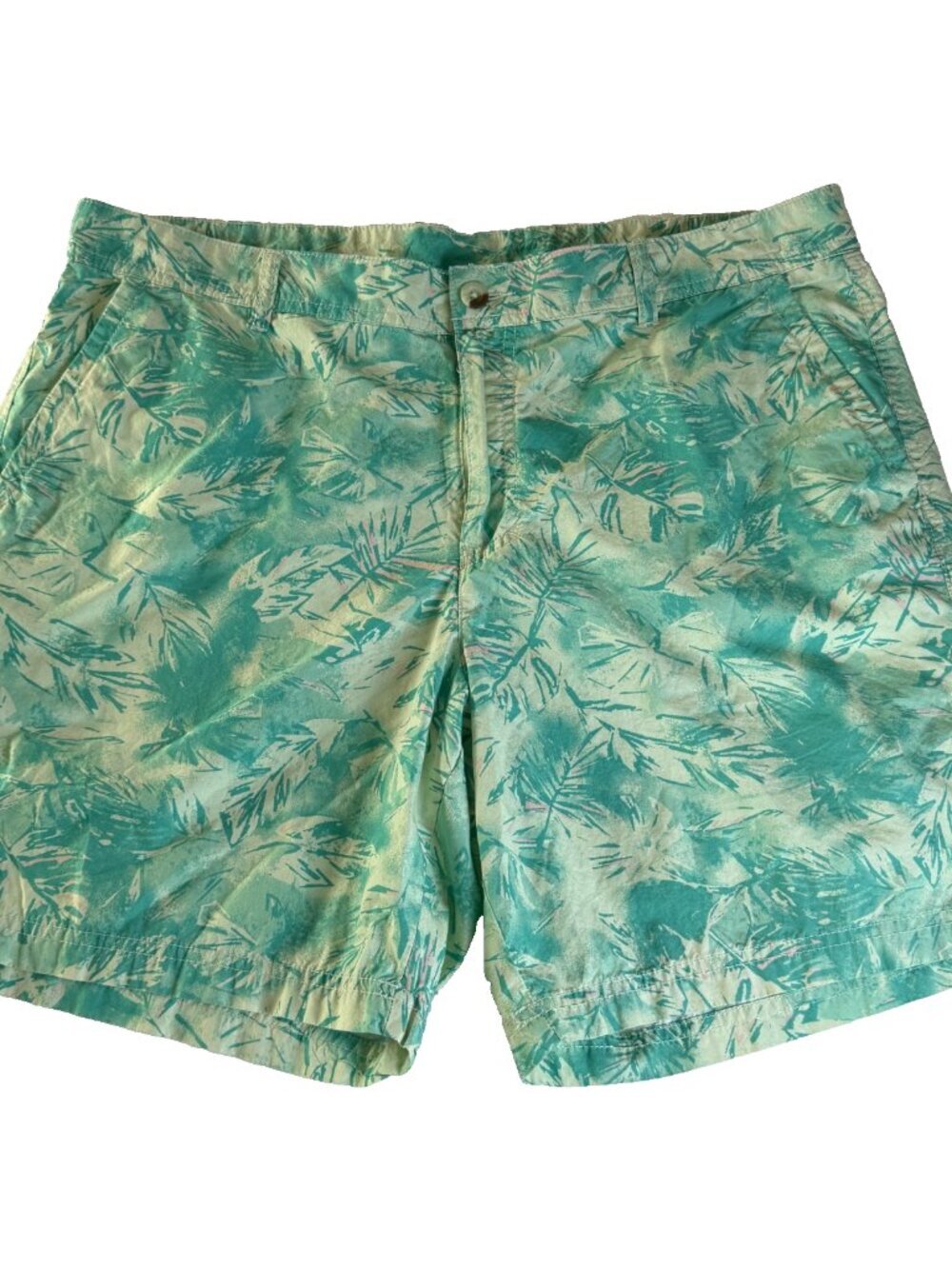 Columbia Men's Washed Out Printed Shorts Ice Green Sketchy Paradise Sz 38W 8L